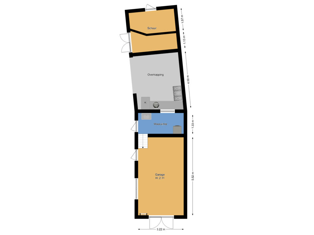 View floorplan of Garage, Schuur 1 of Molenveenweg 11