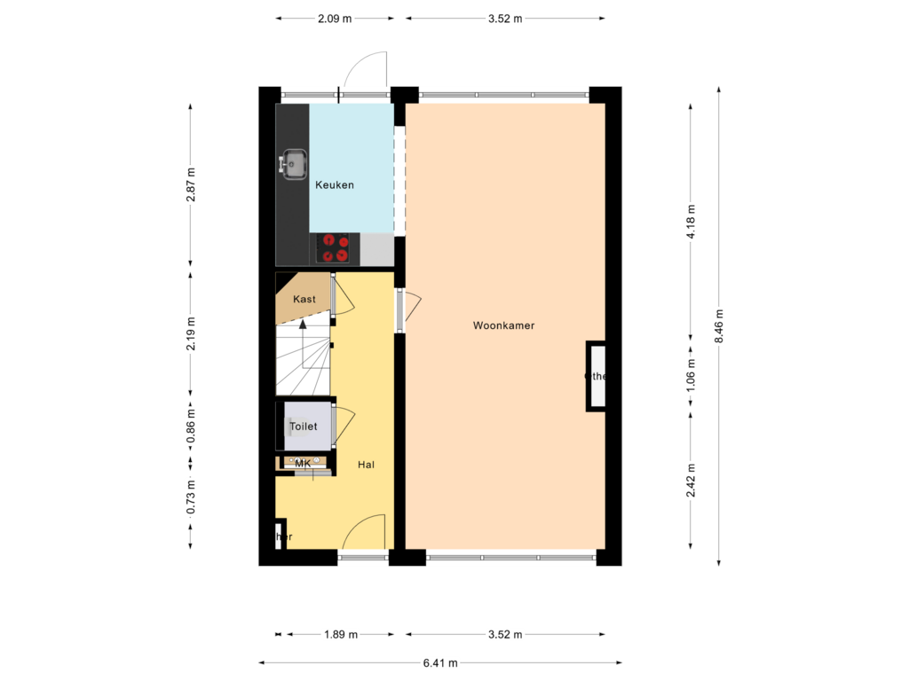 View floorplan of Begane grond of Bachstraat 21