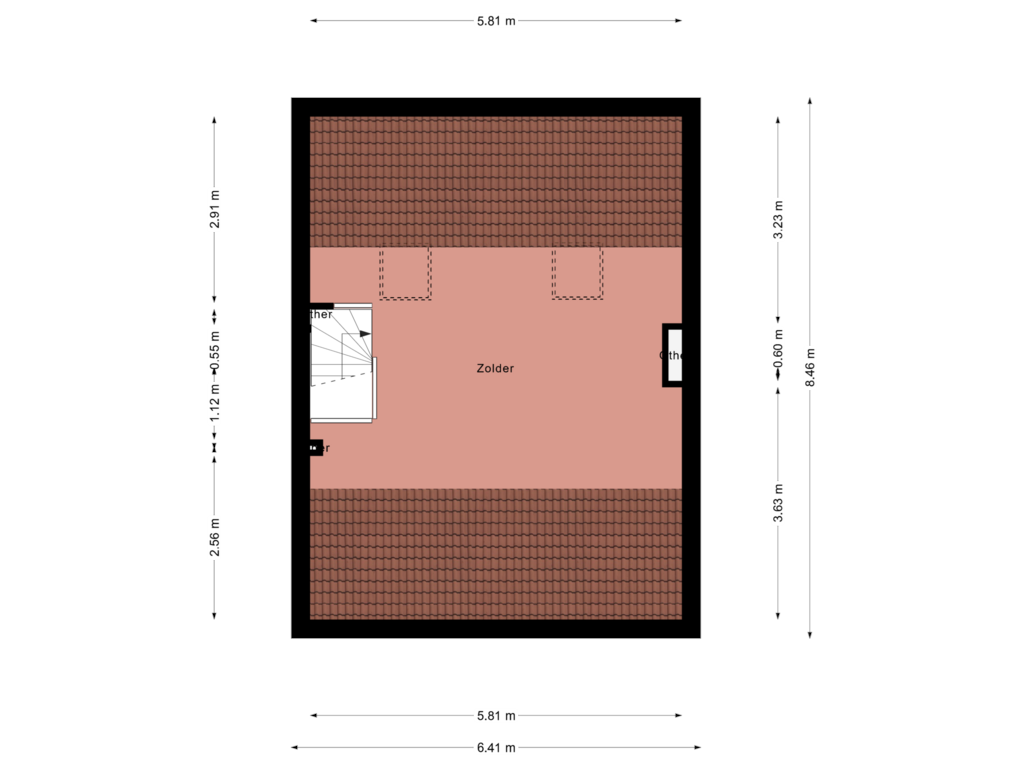 View floorplan of 2e verdieping of Bachstraat 21