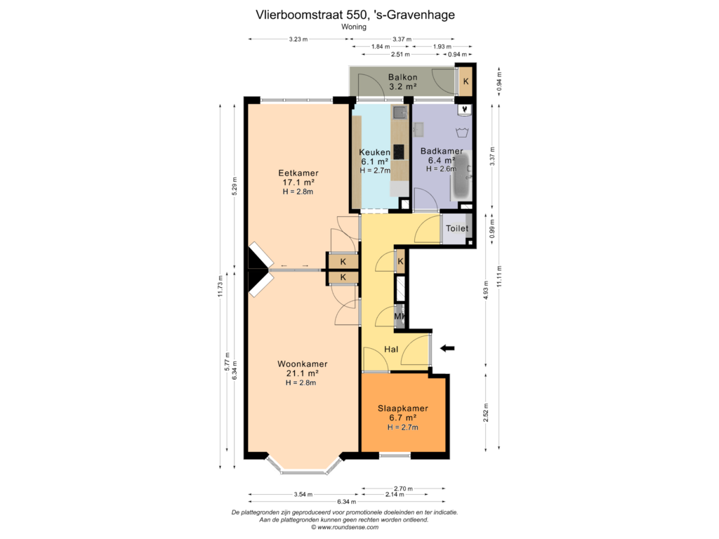 View floorplan of Woning of Vlierboomstraat 550