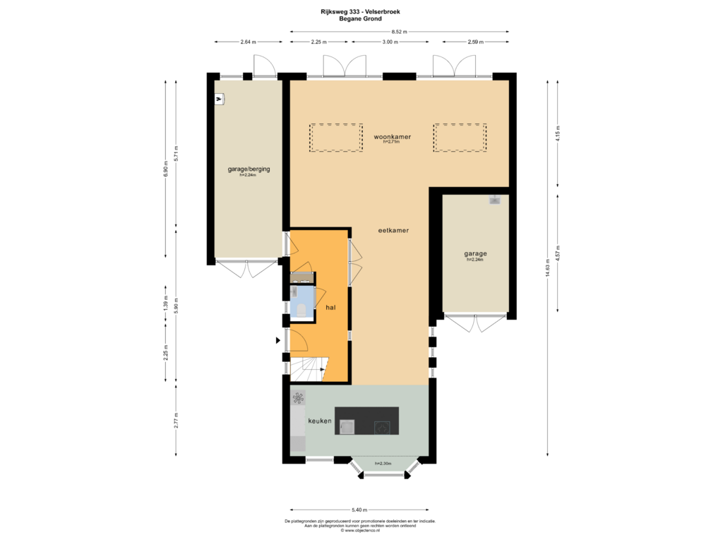 View floorplan of BEGANE GROND of Rijksweg 333