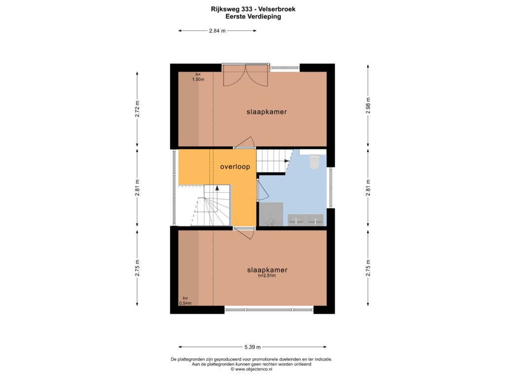 View floorplan of EERSTE VERDIEPING of Rijksweg 333