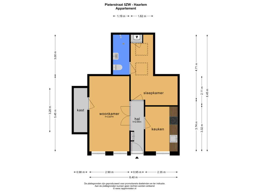 Bekijk plattegrond van APPARTEMENT van Pieterstraat 5-ZW