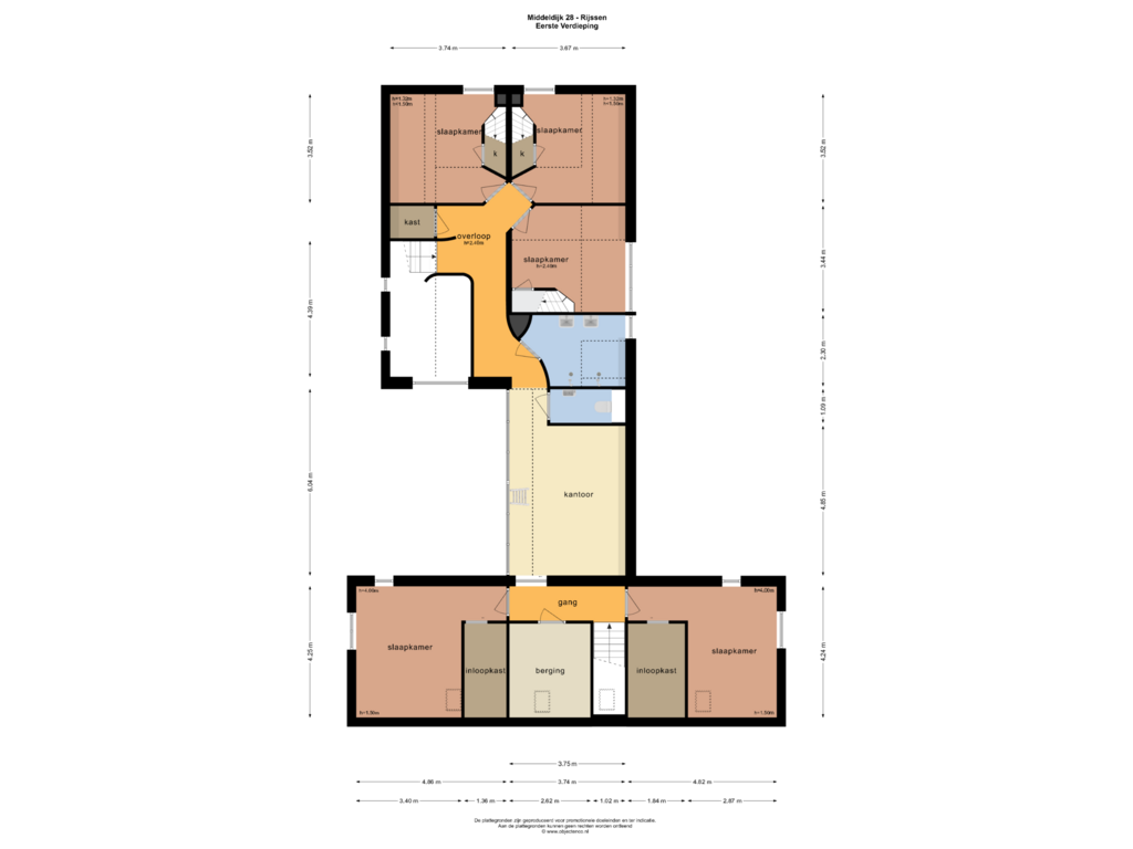 Bekijk plattegrond van EERSTE VERDIEPING van Middeldijk 28