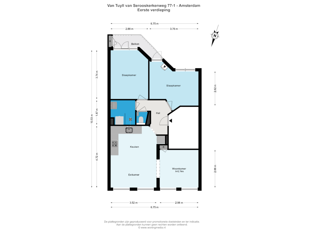 Bekijk plattegrond van 1e_verd van Van Tuyll van Serooskerkenweg 77-1