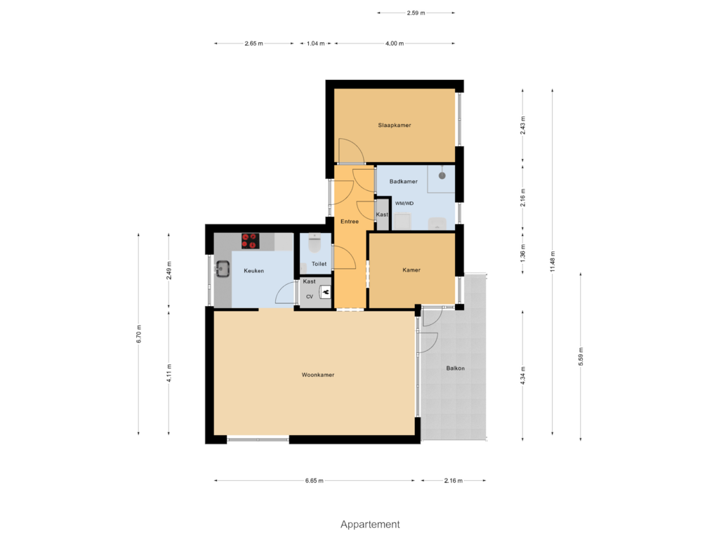 Bekijk plattegrond van Appartement van Admiraalsgroet 23