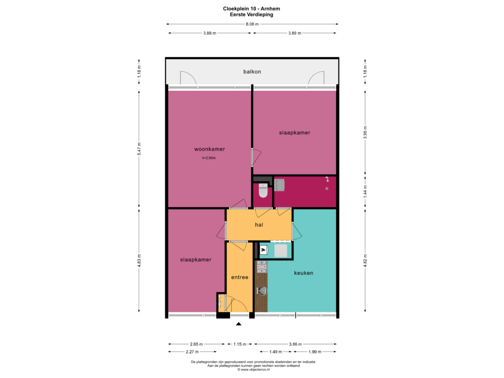 Bekijk plattegrond van Eerste Verdieping van Cloekplein 10