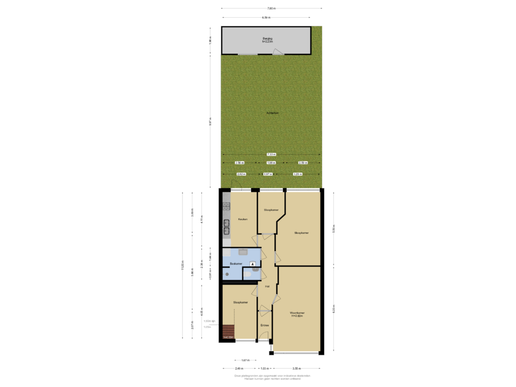 Bekijk plattegrond van Begane grond + Tuin van Nunspeetlaan 238