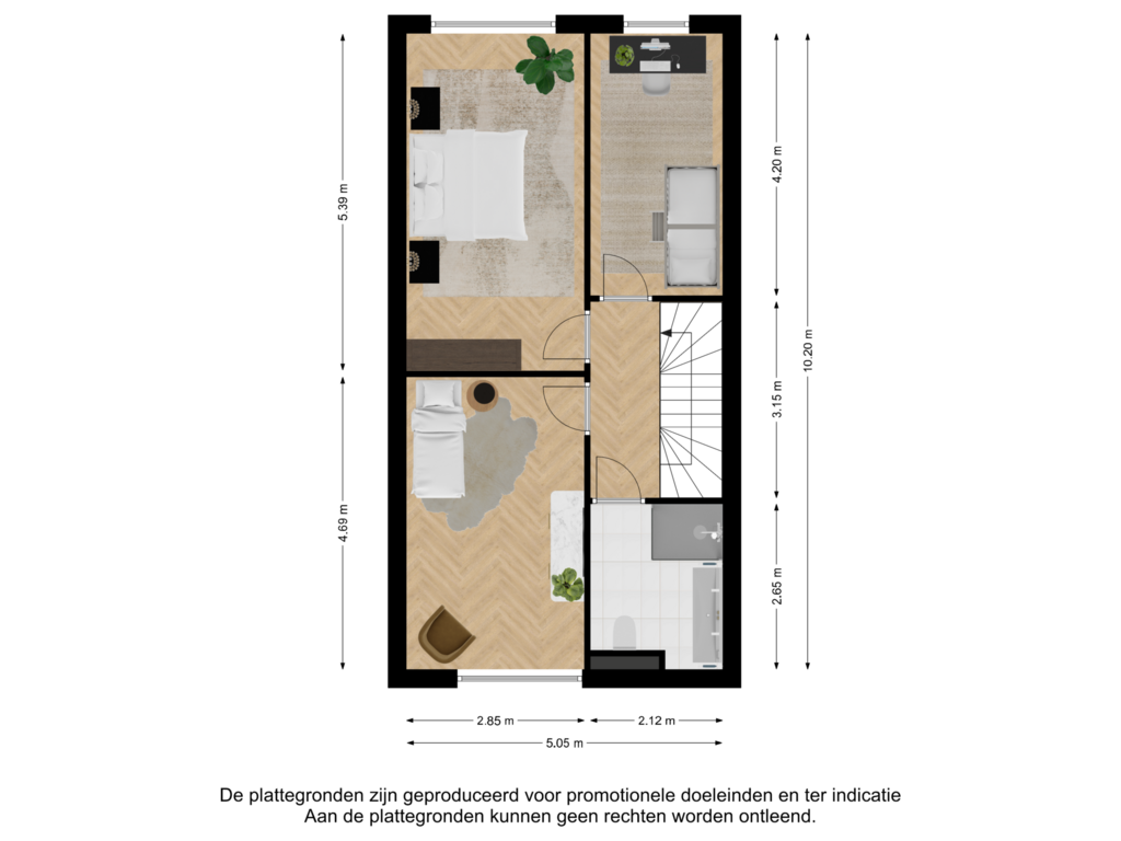 View floorplan of Eerste verdieping of Spoorlaan 100-A