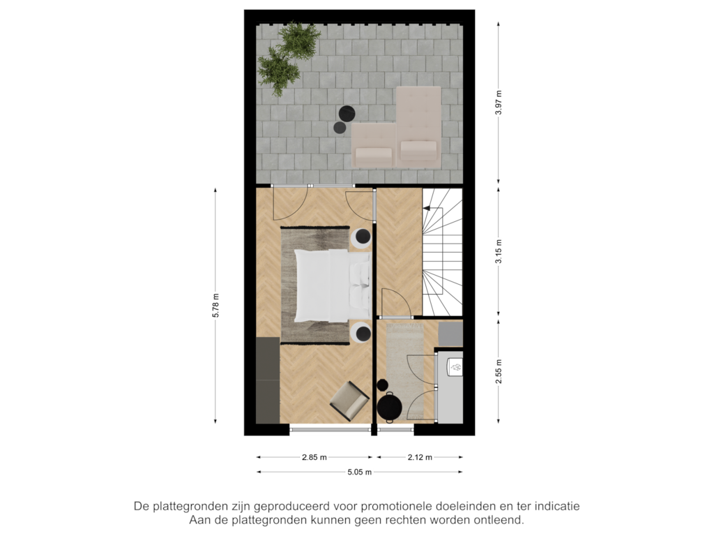 View floorplan of Tweede verdieping of Spoorlaan 100-A