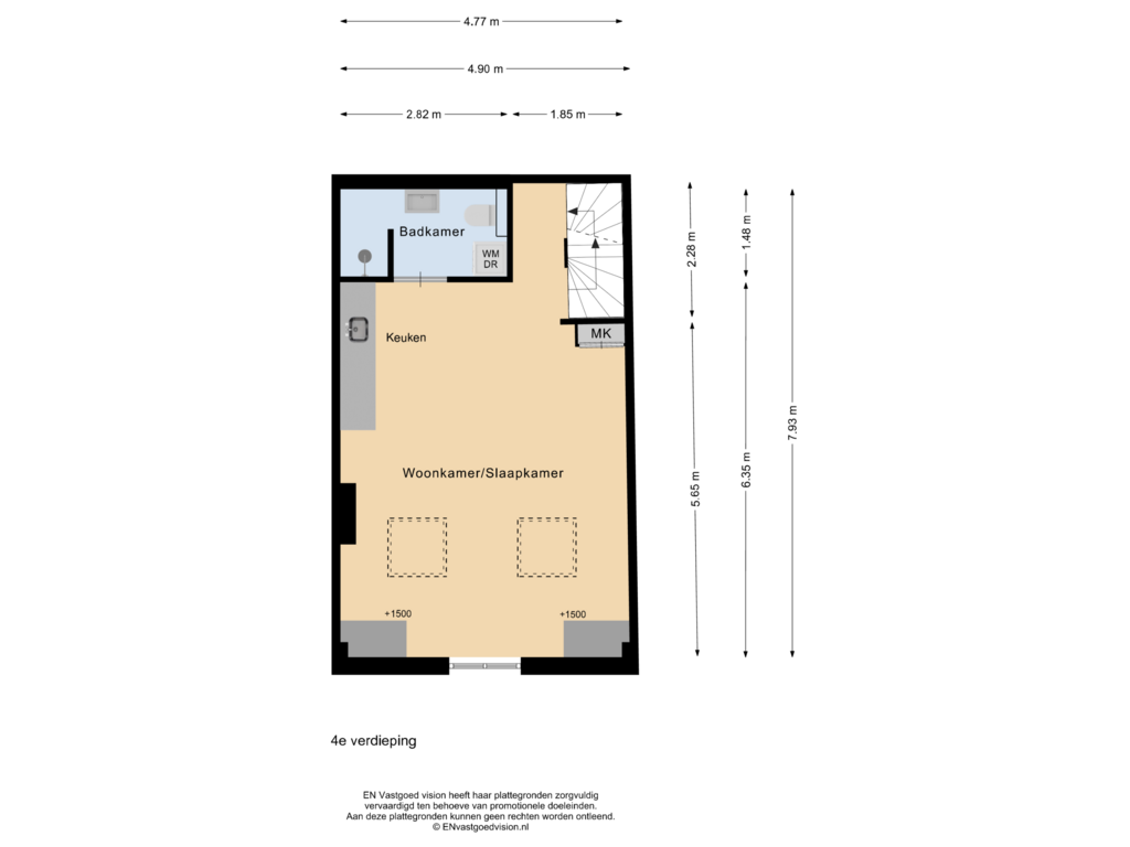 Bekijk plattegrond van 4e verdieping van Tweede Van der Helststraat 4-4