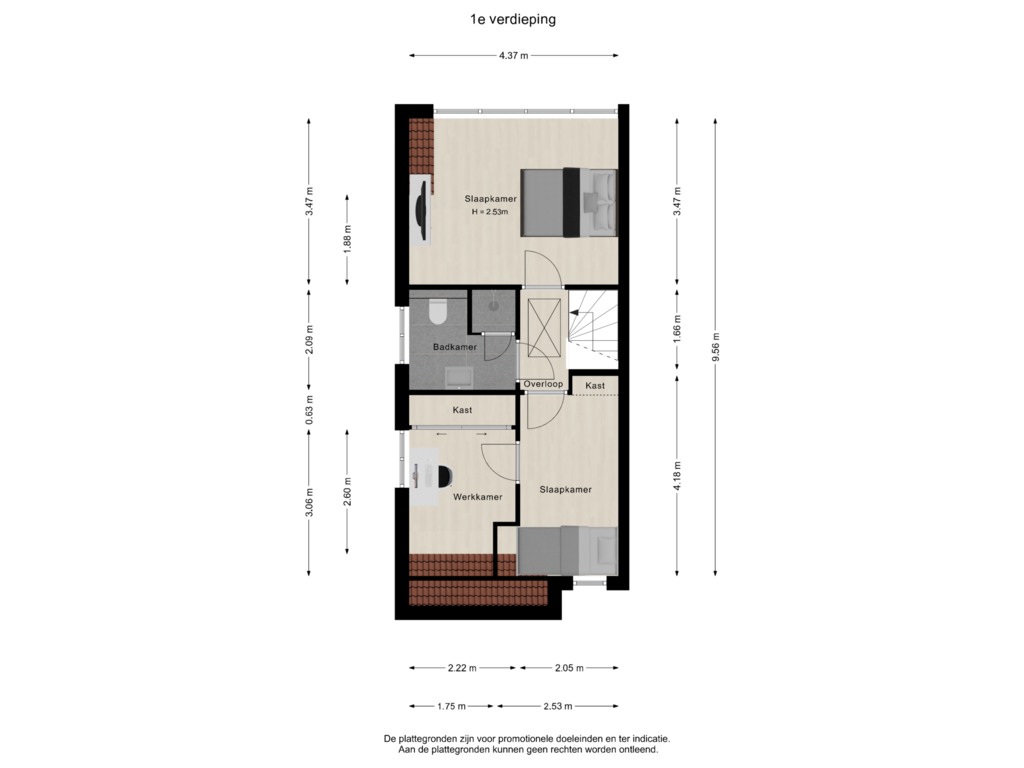 Bekijk plattegrond van 1e verdieping van Voorstadslaan 204