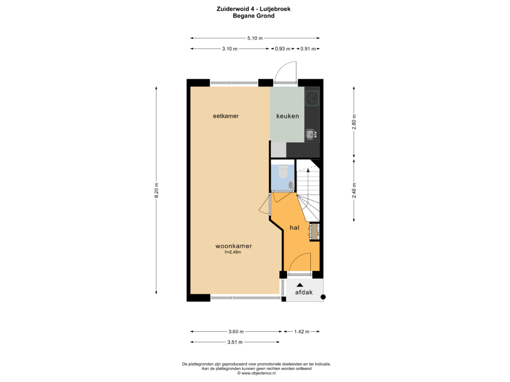 Bekijk plattegrond van BEGANE GROND van Zuiderwoid 4