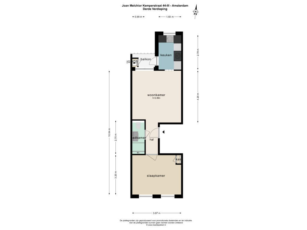 Bekijk plattegrond van Derde Verdieping van Joan Melchior Kemperstraat 44-3