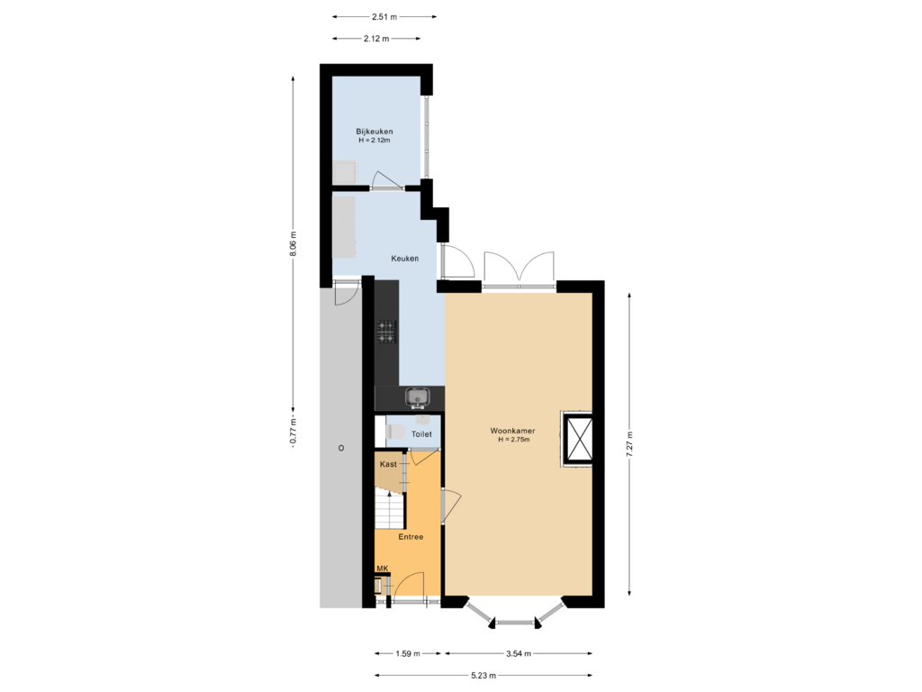 Bekijk plattegrond van Begane grond van Kruislaan 1