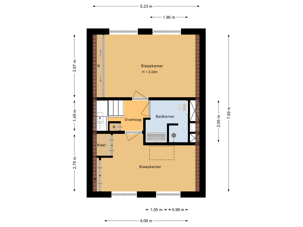 Bekijk plattegrond van Eerste verdieping van Kruislaan 1