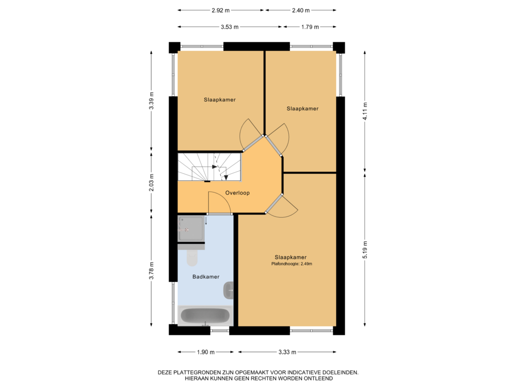 Bekijk plattegrond van 1e verdieping van Noordsingel 163