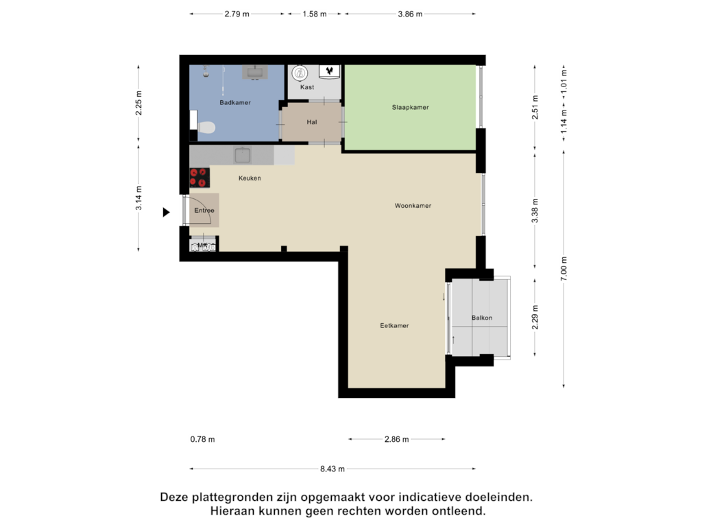 View floorplan of Appartement of Meenthoek 9-5