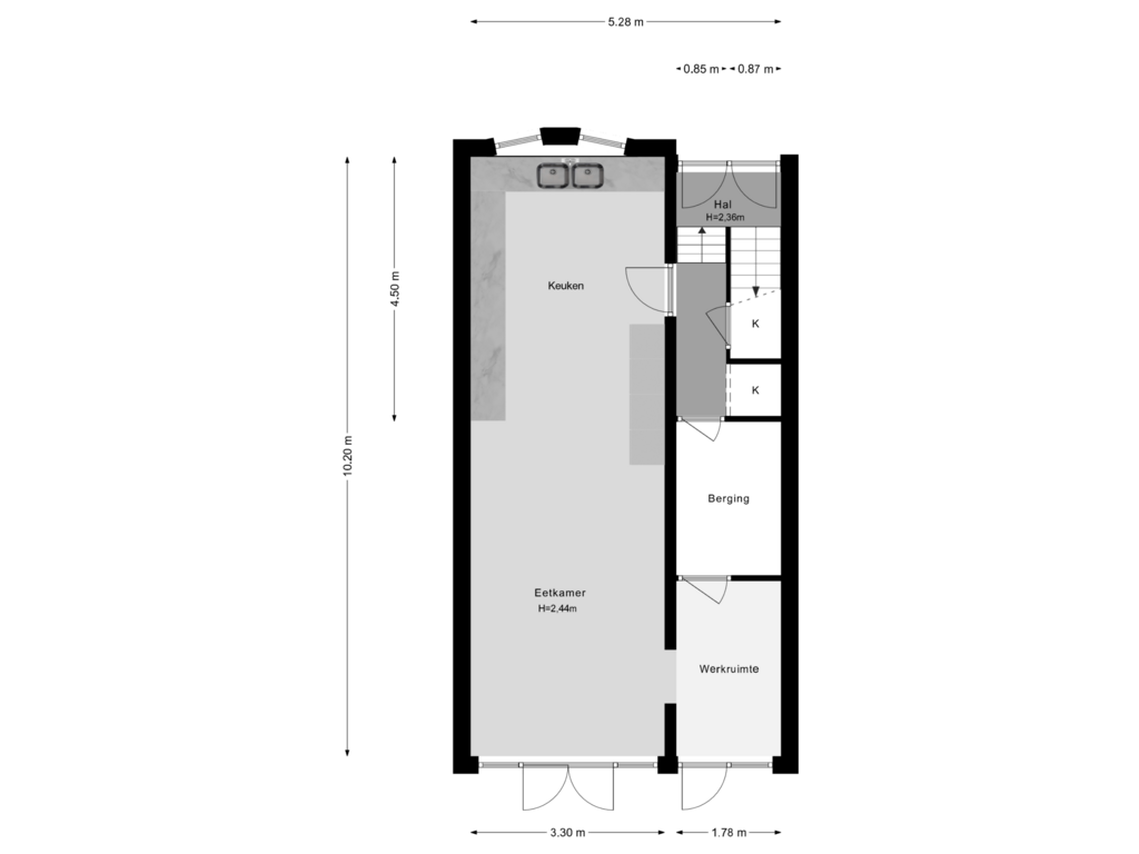 Bekijk plattegrond van Begane Grond van Bergselaan 206-A