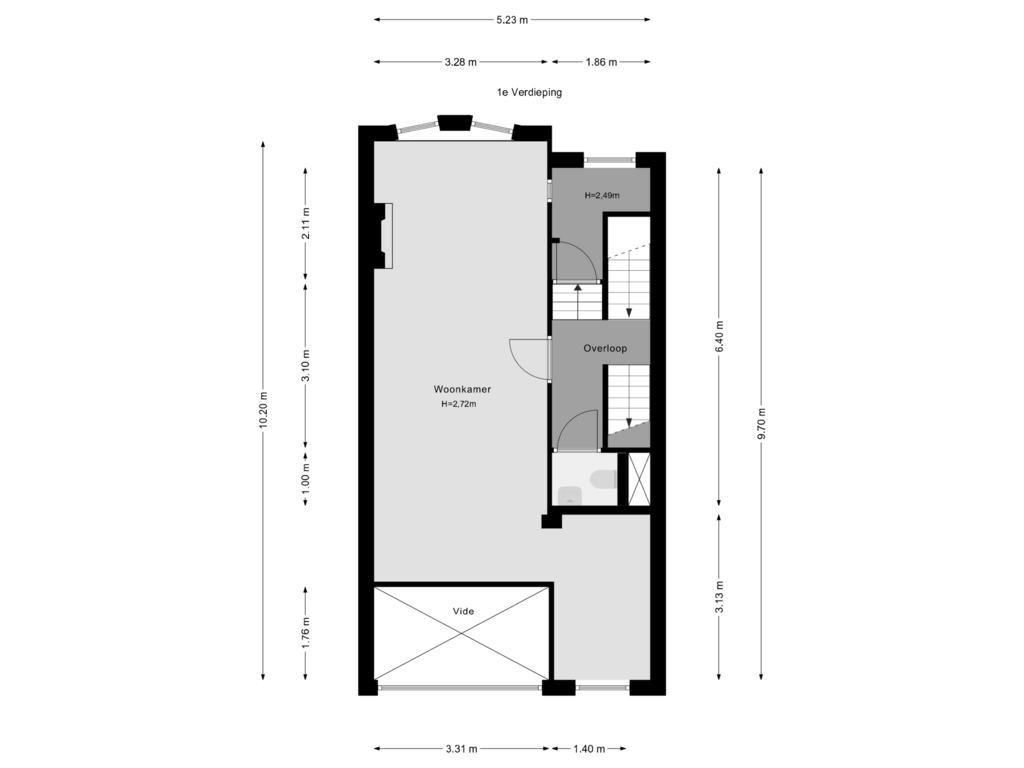 Bekijk plattegrond van 1e Verdieping van Bergselaan 206-A