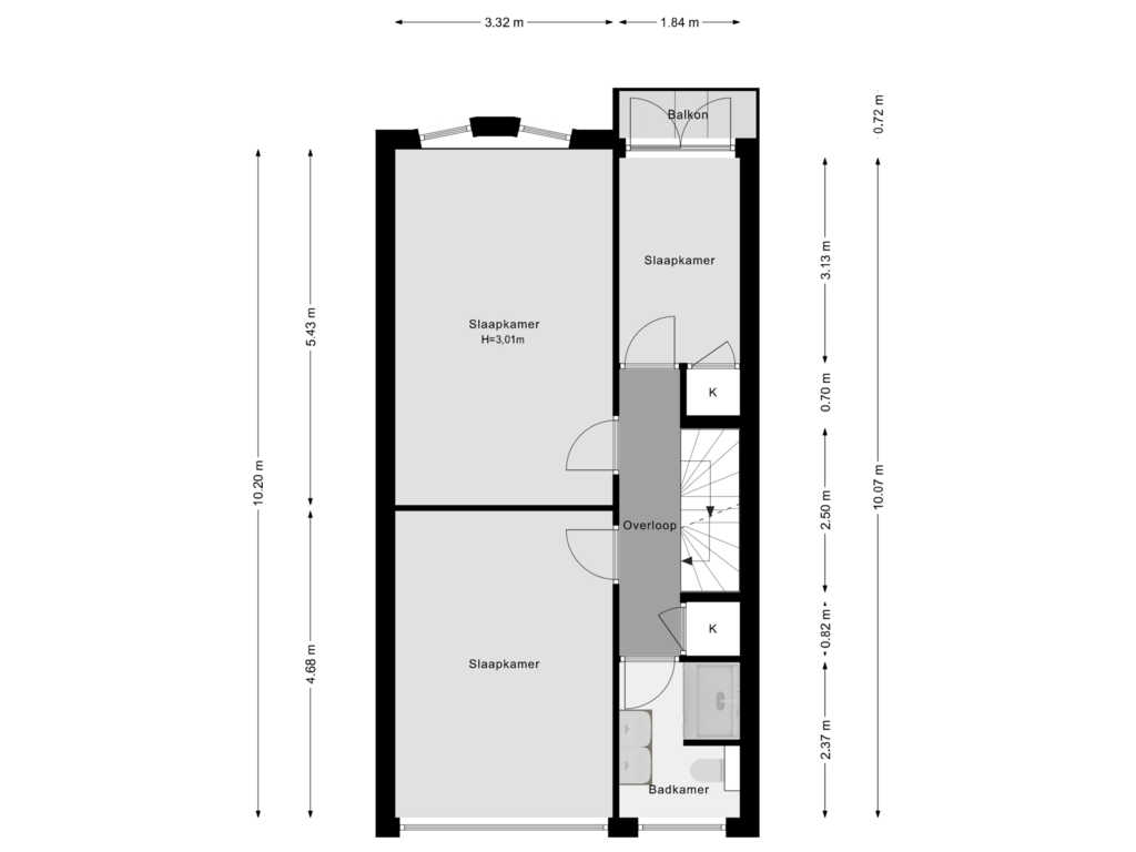 Bekijk plattegrond van 2e Verdieping van Bergselaan 206-A