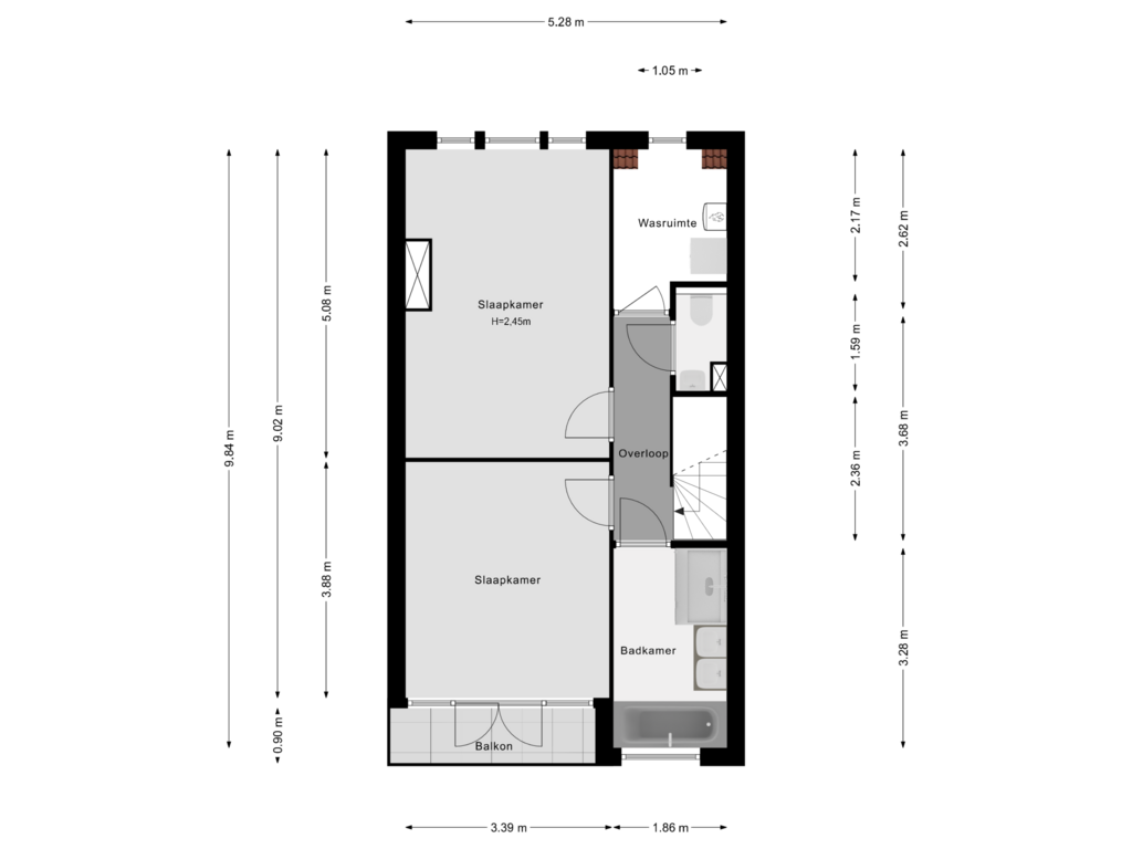 Bekijk plattegrond van 3e Verdieping van Bergselaan 206-A