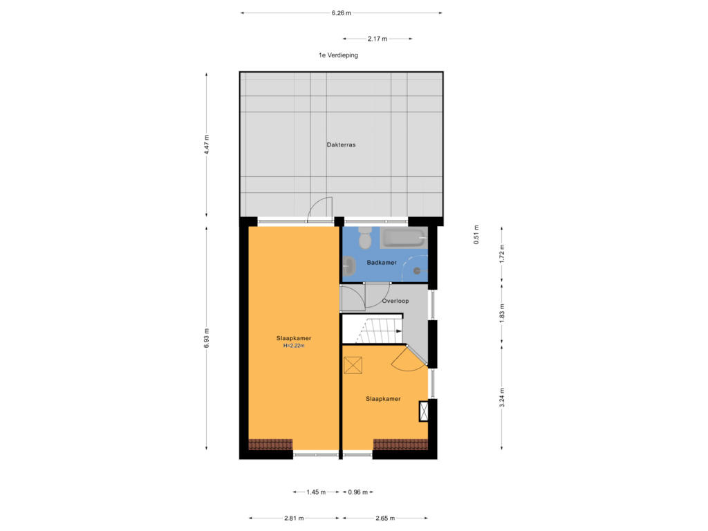 View floorplan of 1e Verdieping of Noordweg 74