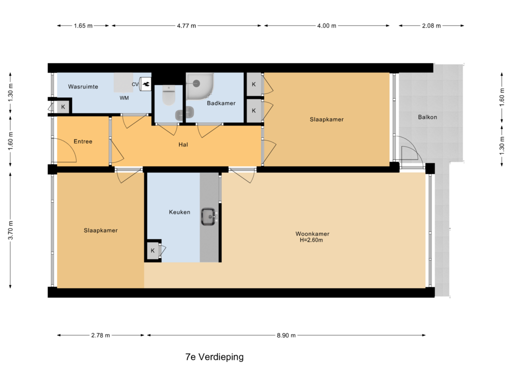 Bekijk plattegrond van 7e Verdieping van Koning Lodewijklaan 312