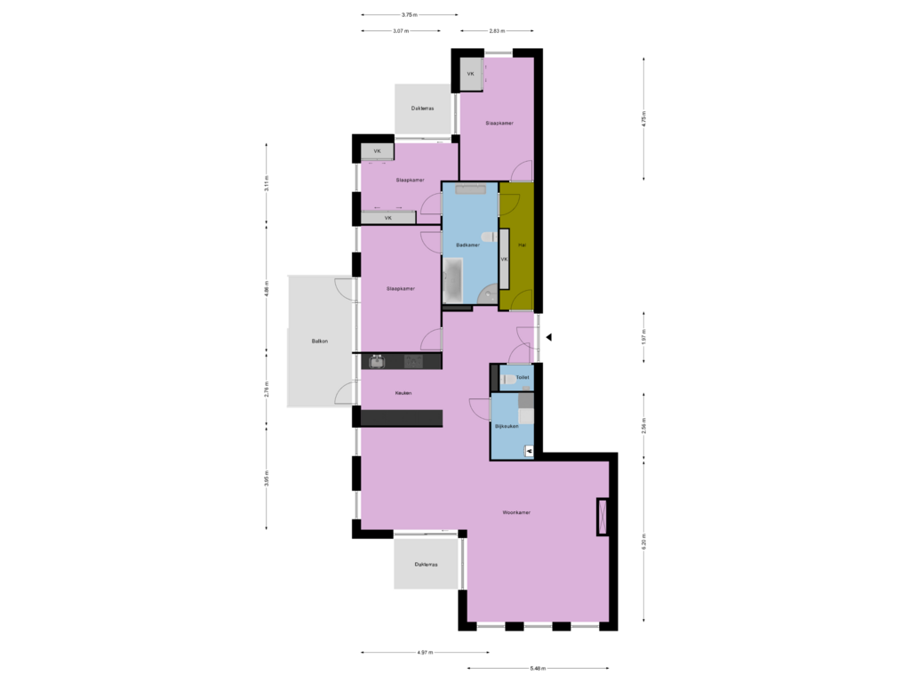 View floorplan of Verdieping of Rhenendael 66