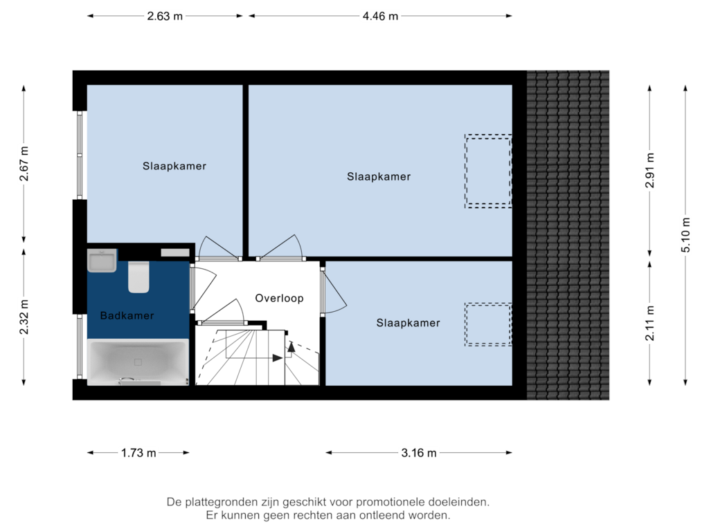 View floorplan of 1e Verdieping of Nieuweweg 3