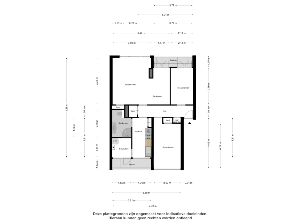 Bekijk plattegrond van Appartement van Ripperdaweg 4