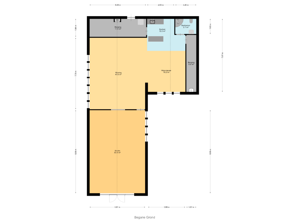 Bekijk plattegrond van First floor van Korte Achterweg 5-B