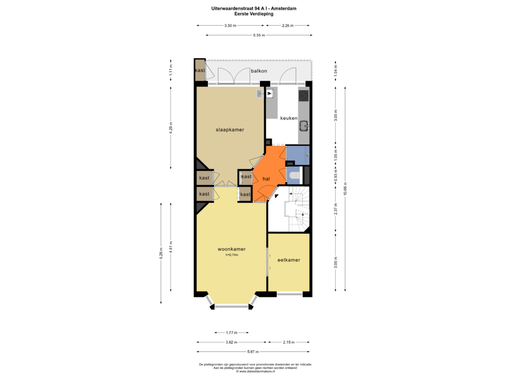 Bekijk plattegrond van EERSTE VERDIEPING van Uiterwaardenstraat 94-A1