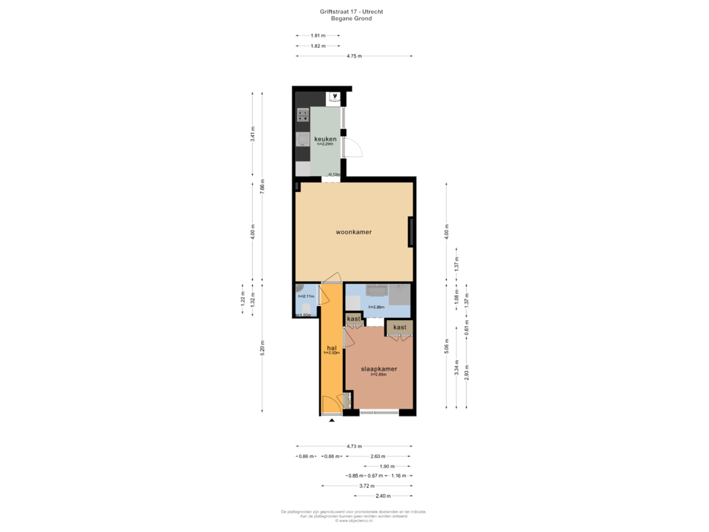 Bekijk plattegrond van BEGANE GROND van Griftstraat 17