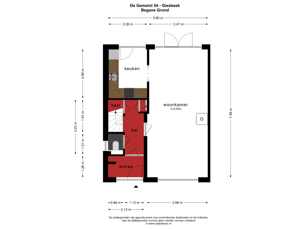 View floorplan of BEGANE GROND of De Gemeint 54