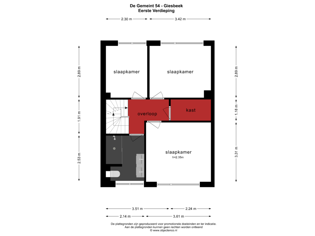 View floorplan of EERSTE VERDIEPING of De Gemeint 54