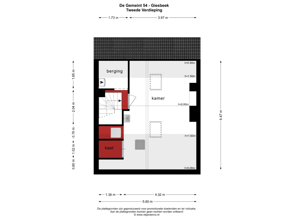 View floorplan of TWEEDE VERDIEPING of De Gemeint 54