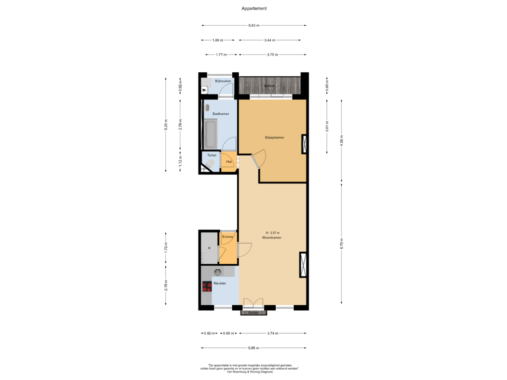 Bekijk plattegrond van Appartement van Hugo de Grootplein 6-2