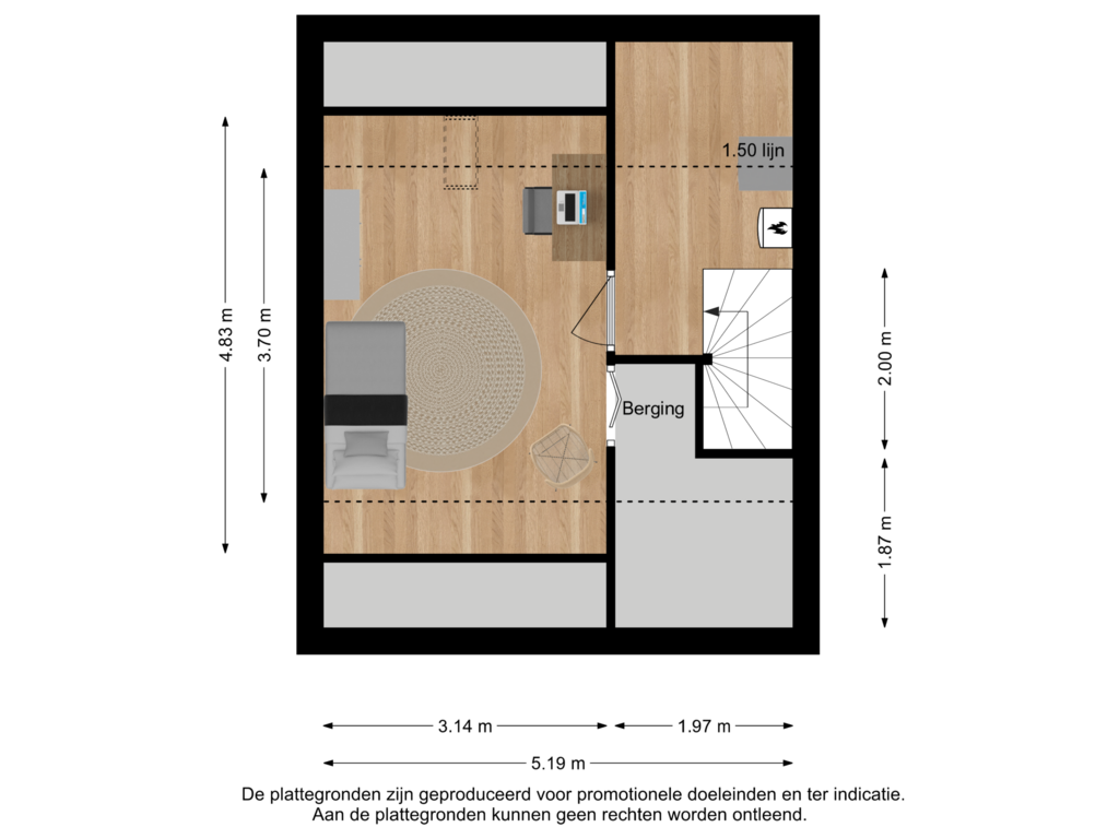 Bekijk plattegrond van Tweede verdieping van Jan Darkennisstraat 16