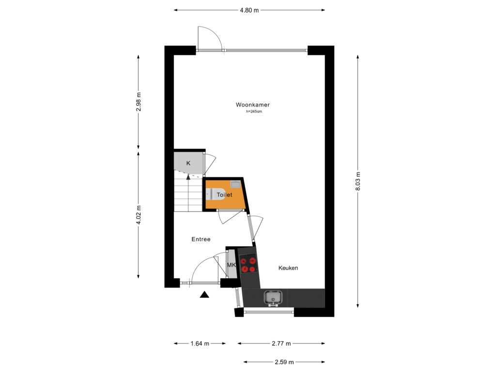 View floorplan of Begane Grond of Donge 33