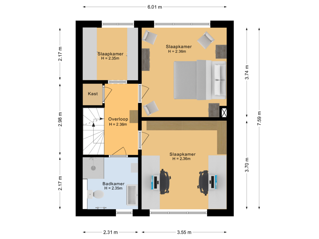 Bekijk plattegrond van Eerste verdieping van Dr Schaepmanstraat 3