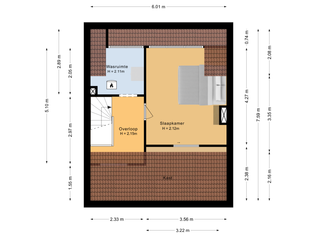 Bekijk plattegrond van Tweede verdieping van Dr Schaepmanstraat 3