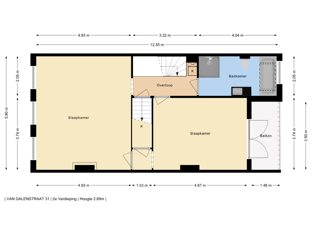 Bekijk plattegrond van 2e Verdieping van Van Galenstraat 31