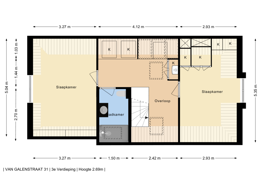 Bekijk plattegrond van 3e Verdieping van Van Galenstraat 31