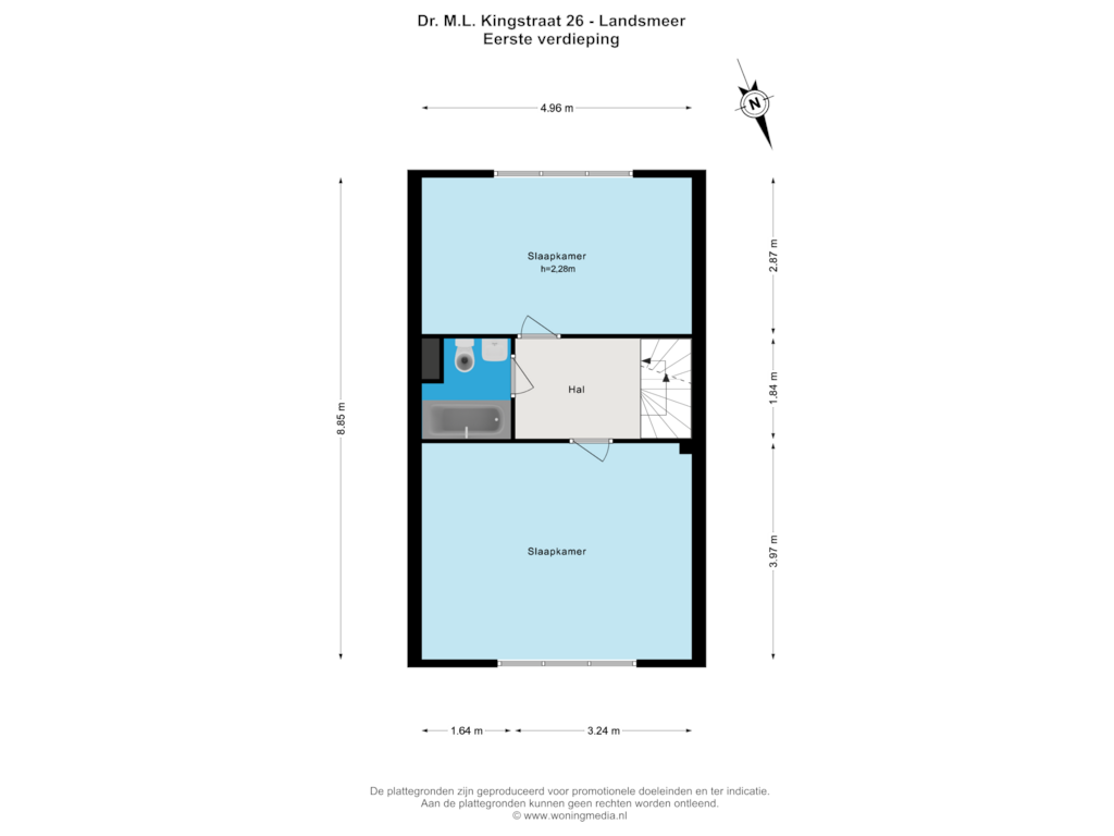 View floorplan of Eerste verdieping of Dr. M.L. Kingstraat 26