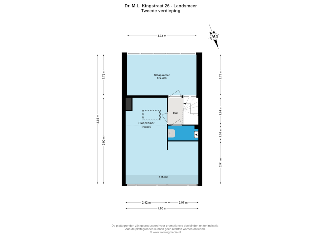 View floorplan of Tweede verdieping of Dr. M.L. Kingstraat 26