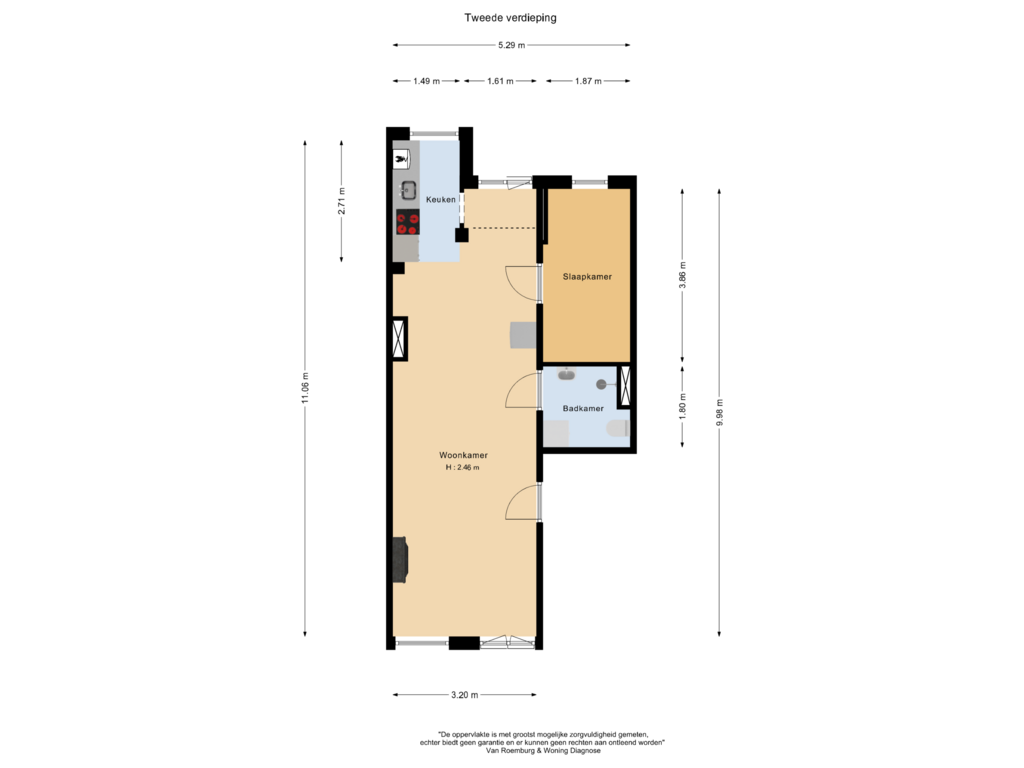 Bekijk plattegrond van Appartement van Joan Melchior Kemperstraat 64-2