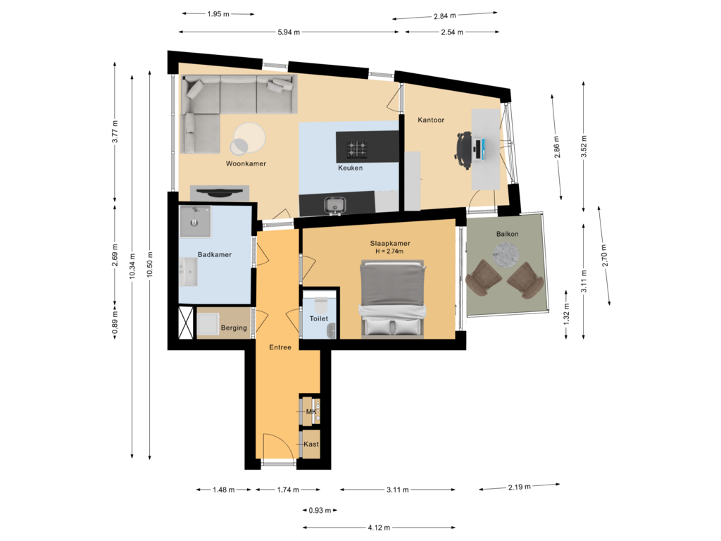 View floorplan of Appartement of Piet Mondriaansingel 101