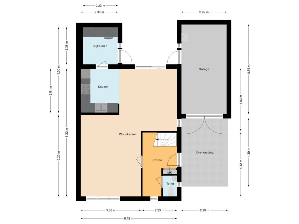 View floorplan of Begane grond of Honingland 9