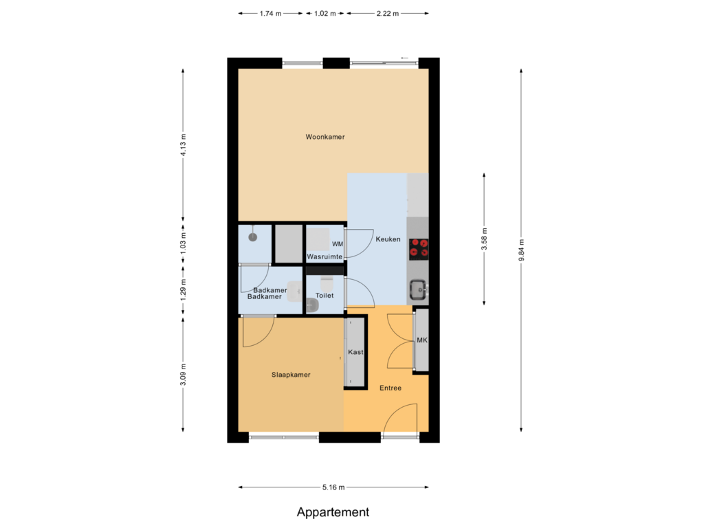 Bekijk plattegrond van Appartement van Waalbandijk 213